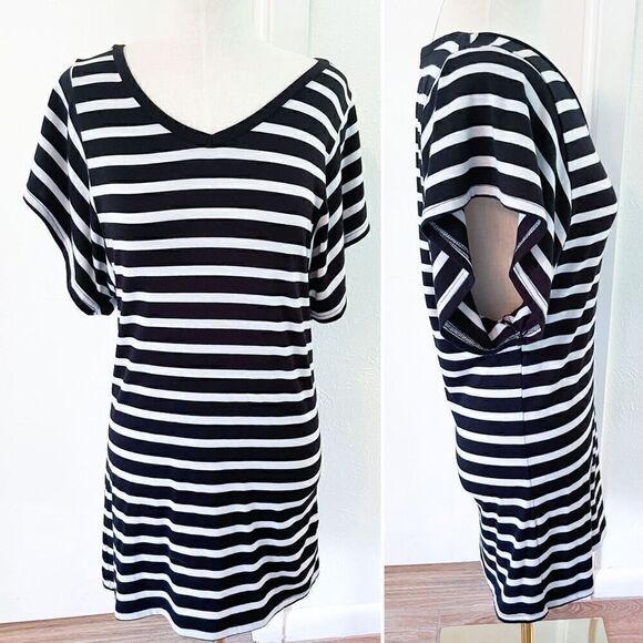 Black & White Striped Cotton On Jersey Dress - Picture 1 of 2